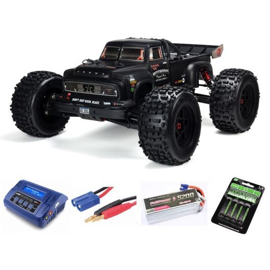 Arrma NOTORIOUS 6S BLX 4WD 1/8 Brushless Classic Stunt Truck RTR, Black SUPER COMBO 6S ECO