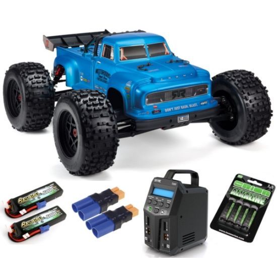 Arrma NOTORIOUS 6S BLX 4WD 1/8 Brushless Classic Stunt Truck RTR, Blue SUPER COMBO 6S