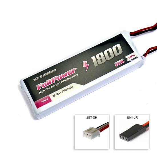 FullPower Batteria RX Lipo 2S 1800 mAh 35C V2 - JR