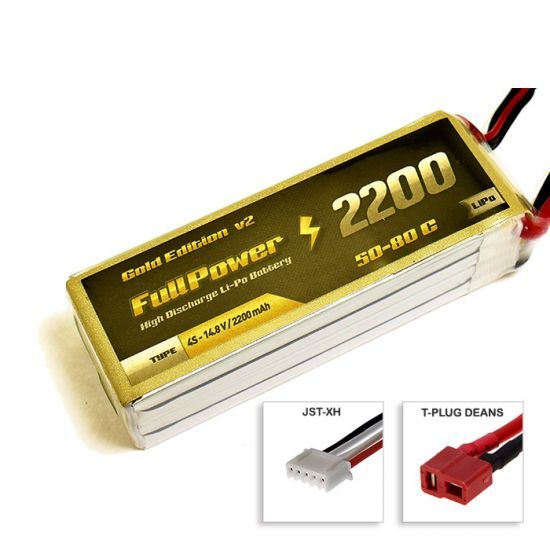 FullPower Batteria Lipo 4S 2200 mAh 50C Gold V2 - DEANS