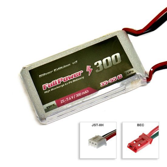 FullPower Batteria Lipo 2S 300 mAh 35C Silver V2 - BEC