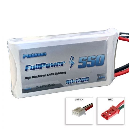 FullPower Batteria Lipo 2S 550 mAh 90C PLATINUM - BEC