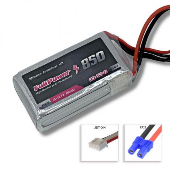 FullPower Batteria Lipo 3S 850 mAh 35C Silver V2 - EC2