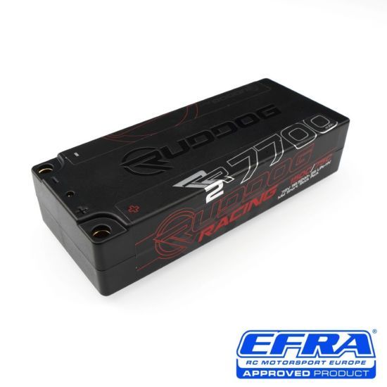 Ruddog Batteria Lipo HV 7700mAh 7.6V 25mm 75/150C Racing RR2 113mm Mid-Shorty Hard Case