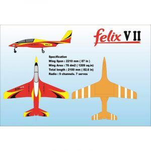 JMB Jets FELIX SportJet Red Yellow - Aeromodello a turbina + carrelli e serbatoio