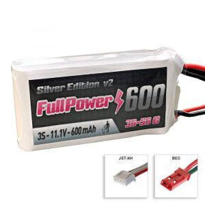 FullPower Batteria Lipo 3S 600 mAh 35C Silver V2 - BEC