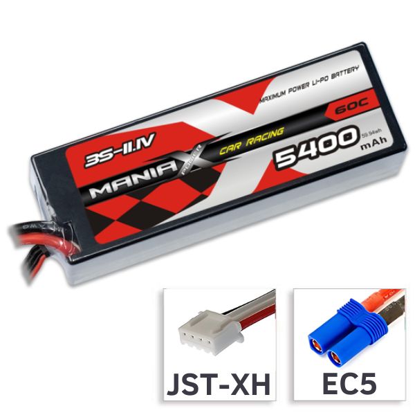 img-combo-ManiaX Batteria Lipo 3S 5400mAh 60C HARDCASE - EC5